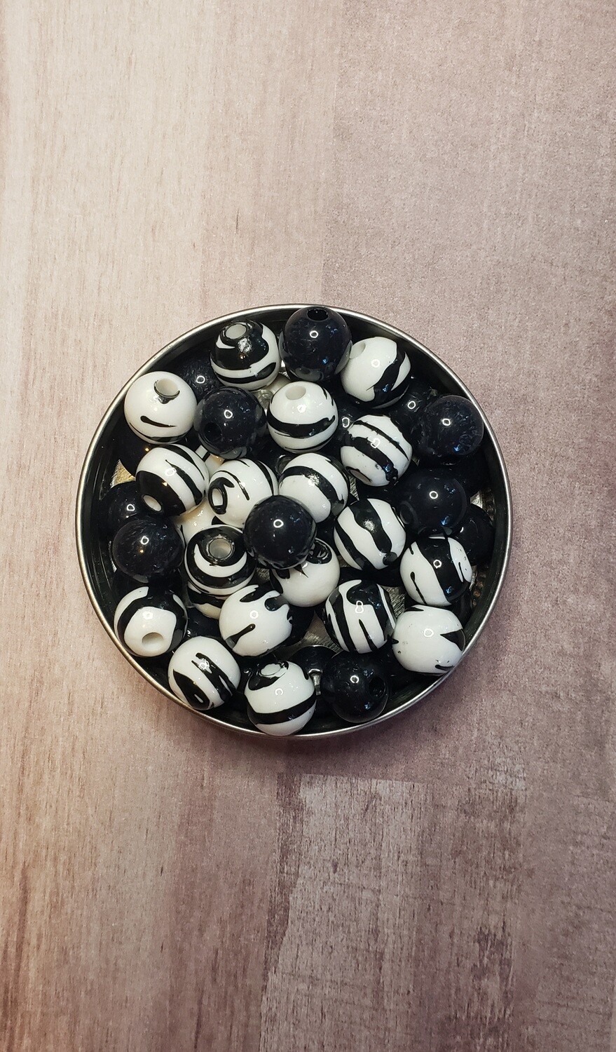 Black &amp; White Swirl and Solid Black Beads
