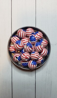 Flag Beads/Red, White &amp; Blue Beads 16mm