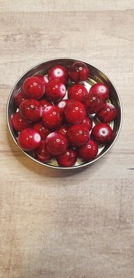 Acrylic Red Beads With a Black Smoky Swirl