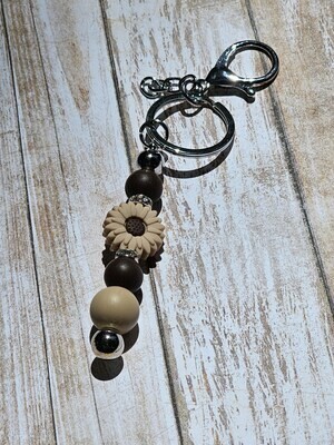Key Ring/Chain - Sunflower Tan &amp; Brown