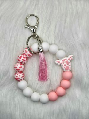 Wristlet - Pink &amp; White Cow