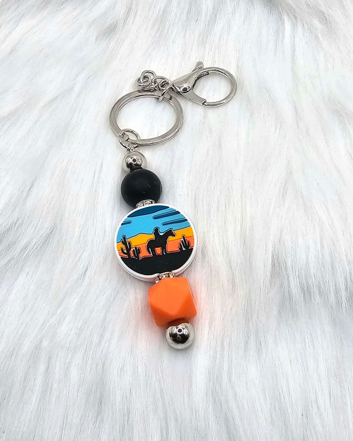 Western Sunset Horse - Orange - Key Chain/Ring