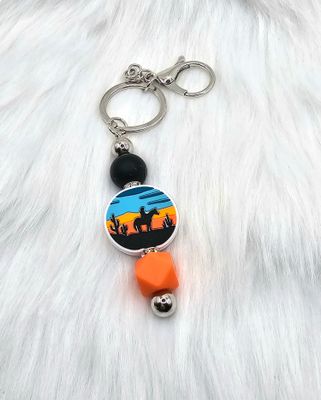 Western Sunset Horse - Orange - Key Chain/Ring