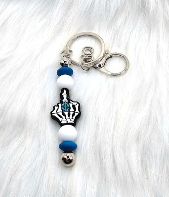 Western Skeleton Hand W/Middle Finger - Squash Blossom - Key Chain/Ring