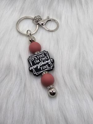 I&#39;m Fine - Everything&#39;s Fine Beaded Key Chain/Ring