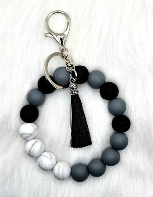 Beaded Wristlet - Black, Gray &amp; Gray/White Swirl