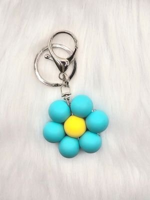 Beaded Flower Key Chain/Ring - Yellow Center
