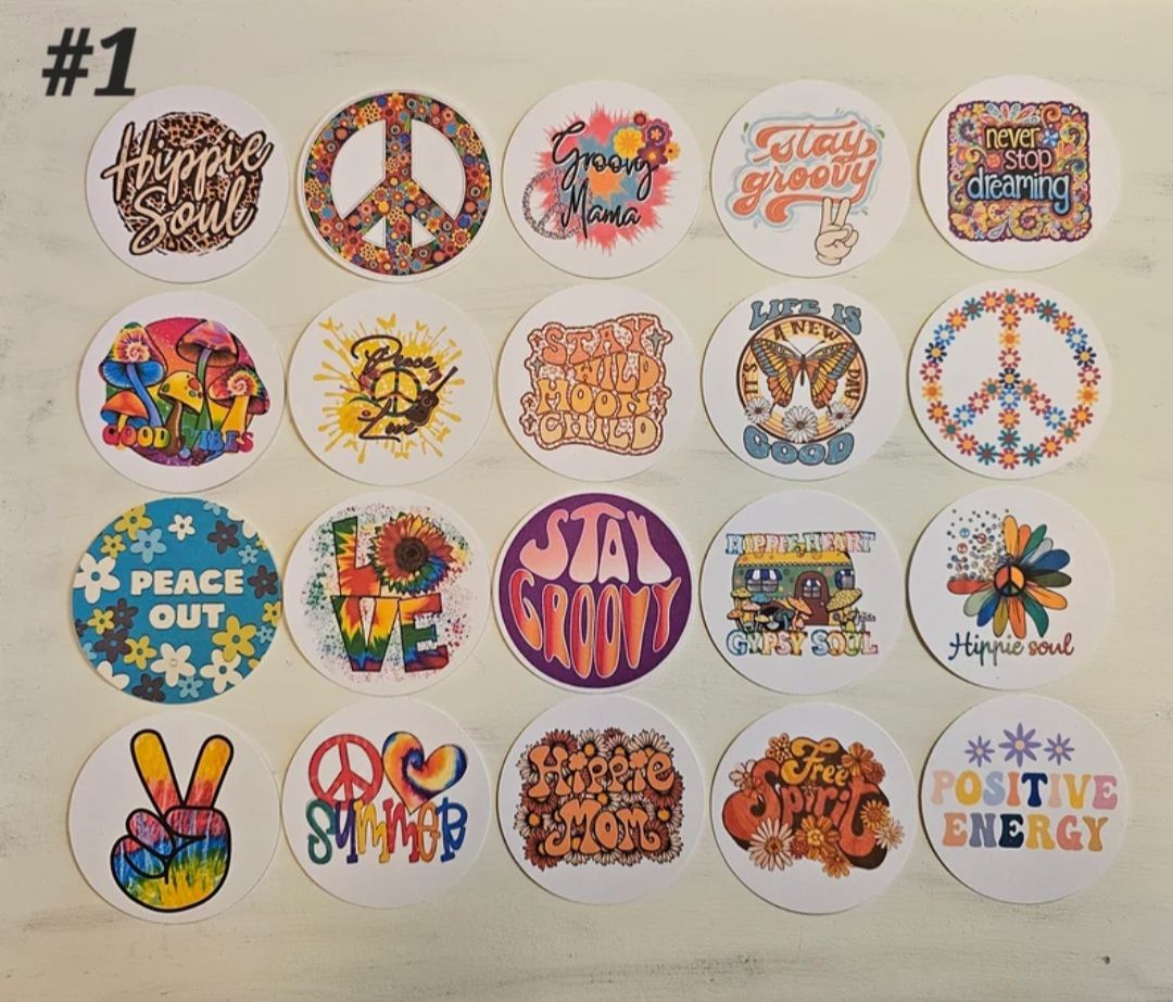 Hippie/Flower Child/Free Spirit Car Freshy Cardstock Rounds