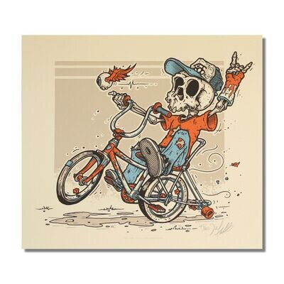 Blue Wheelie Bicycle Skeleton