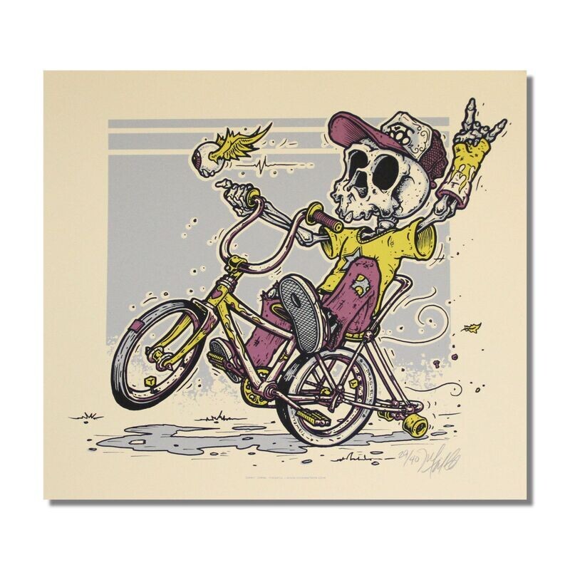 Purple Wheelie Bicycle Skeleton Purple Wheelie Bicycle Skeleton