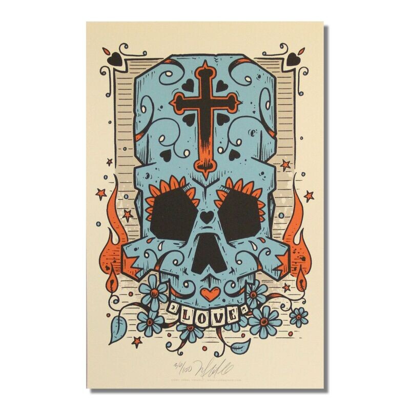 Blue Love Skull