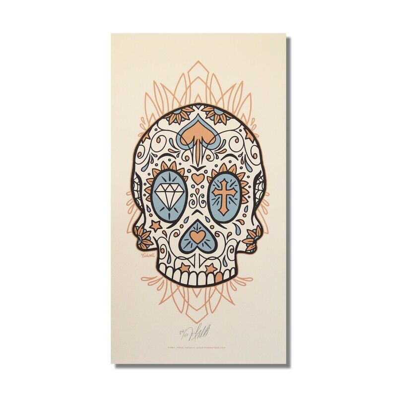 DIAMOND SKULL (terra cotta & light blue) DIAMOND SKULL (terra cotta & light blue)