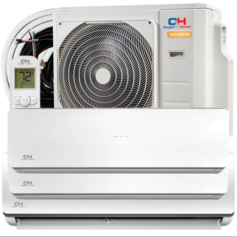 3 Zone 12k+12k+12k Hyper Series Ductless Mini Split with Installation Kits, 22 SEER 2.3 Ton Tri Zone Air Conditioner System Wi-Fi Adapter Included