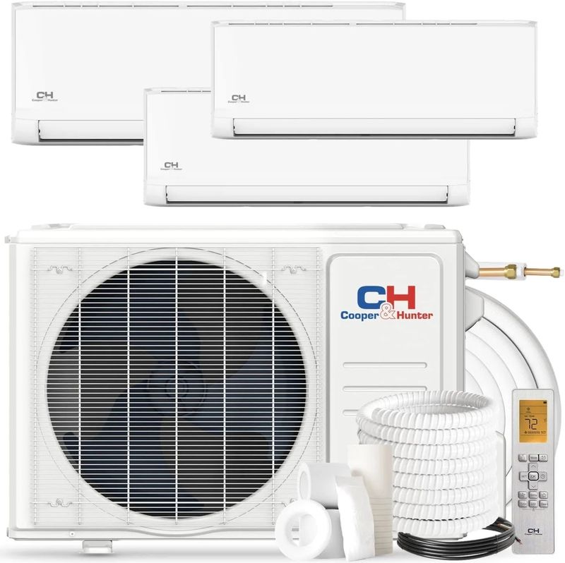 3 Zone 6k+12k+18k Wall Mount OLIVIA Series Ductless Mini Split A/C and Heat Pump with 25ft Installation Kits - Wi-Fi Adapter Included