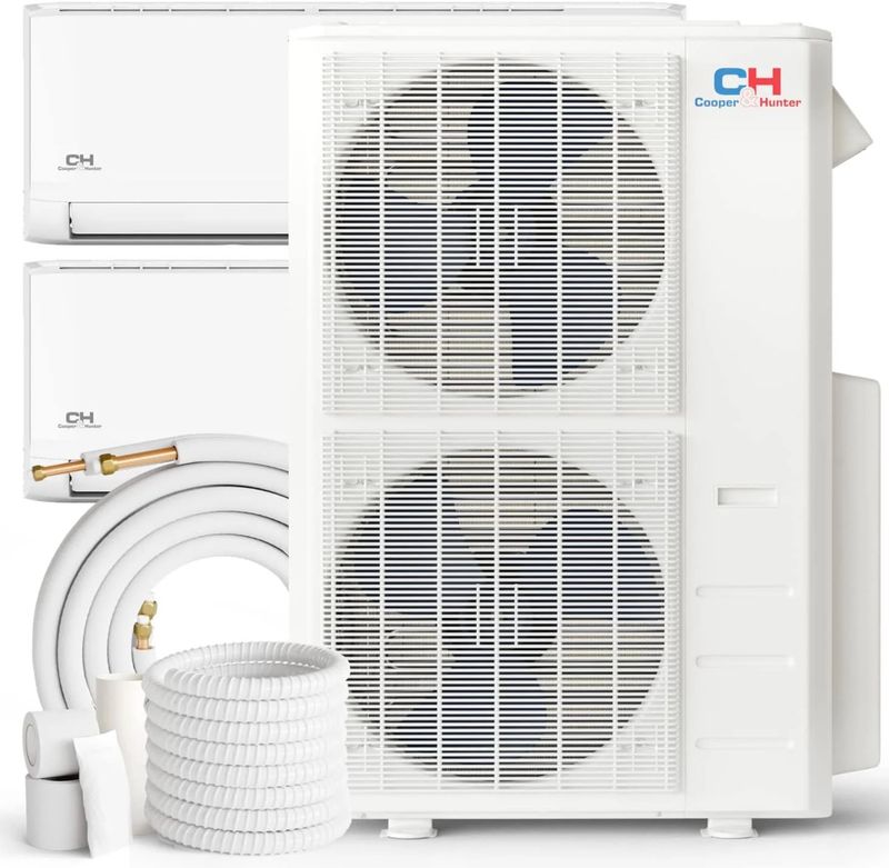 55,000 BTU 2 Zone 30k+30k Ductless Mini Split with Installation Kits, Olivia Series 20.5 SEER 4 1/2 Ton Dual Zone Two Zone Air Conditioner System Wi-Fi Adapter Included