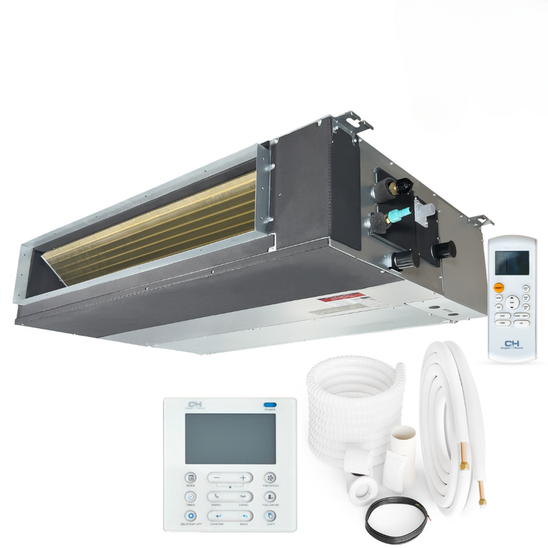 Cooper&amp;Hunter Multi-Zone R454B, 6,000 9,000 12,000 (Dip Switch 12) BTU 230V Slim Duct, Concealed Duct Air Conditioning Indoor Unit for Heat Pump, Mini Split Inverter System Up To 21.4 SEER2
