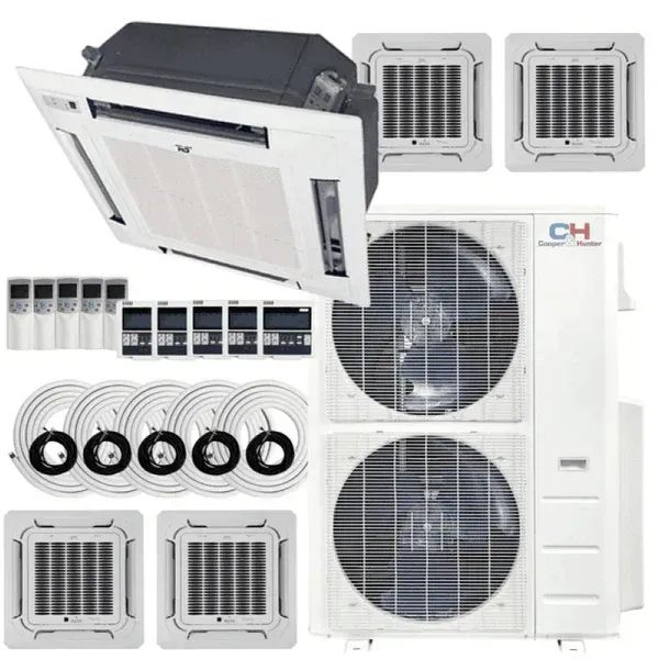 5 Zone Cooper & Hunter 48,000 BTU 5 Zone 9k+9k+9k+12k+18k Ceiling Cassettes with Installation Kits, R410A, 23.4 Seer2 4 Ton Penta Zone Five Zone Ductless Multi Mini Split Air Conditioner 5 Zone Cooper & Hunter 48,000 BTU 5 Zone 9k+9k+9k+12k+18k Ceiling Cassettes with Installation Kits, R410A, 23.4 Seer2 4 Ton Penta Zone Five Zone Ductless Multi Mini Split Air Conditioner