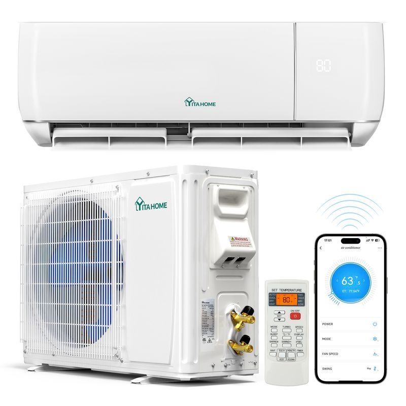 Yitahome 12k BTU 1 ton Single Zone Mini Split, 20 Seer2 AC and Heat 110v