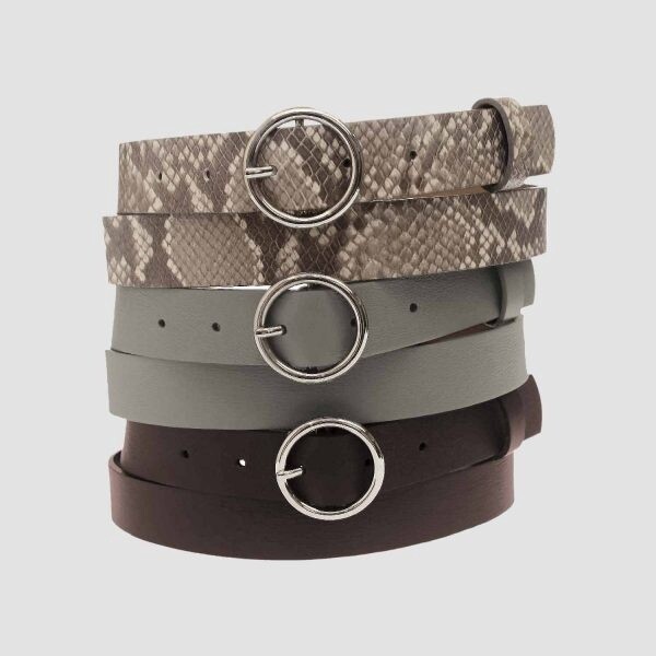 B26919_Round Center Bar Nickel Buckle Belt