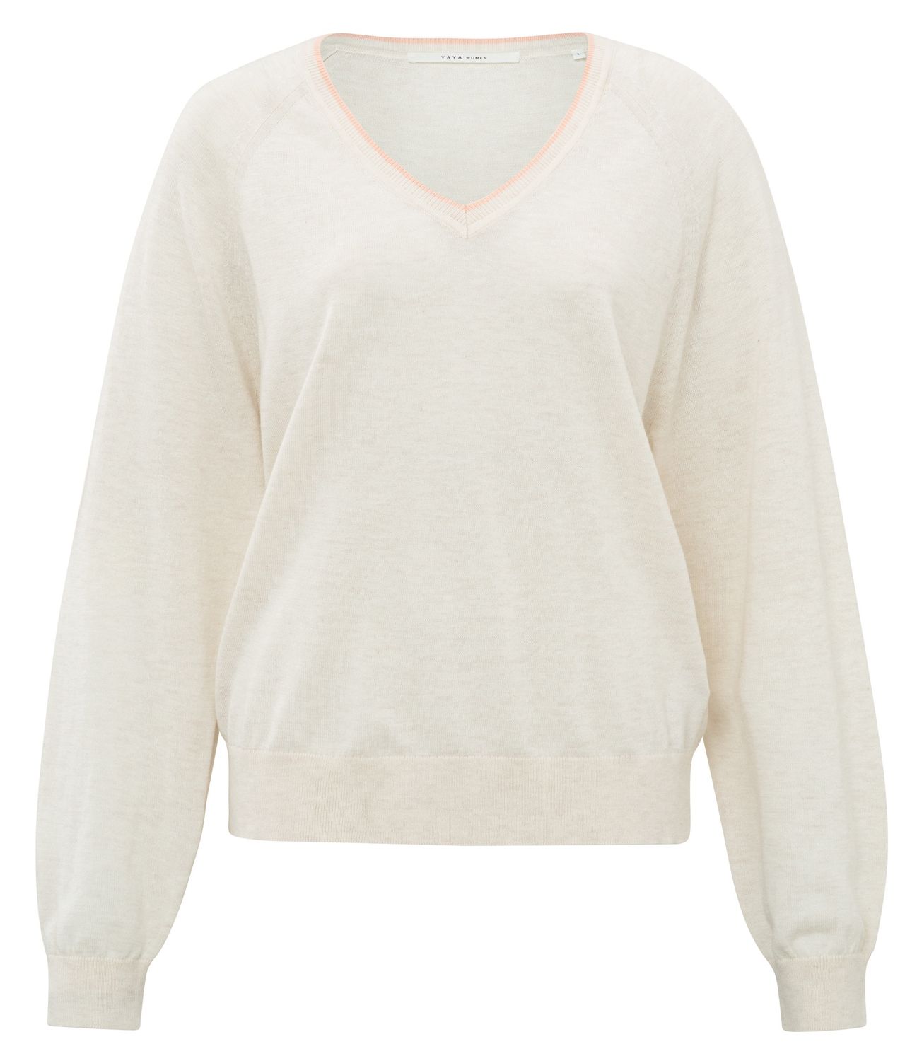 YAYA Knitted V-Neck Sweater 01000363, Colour: Light Beige Mel, Size: XXS