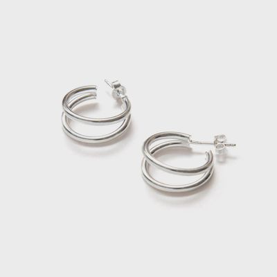 BEBLUE Silver Earrings - Bohemian Flair BO1619-SLV Double Hoop