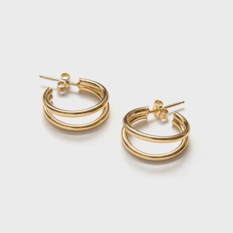 BEBLUE Gold Earrings - Bohemian Flair BO1619-GLD Double Hoop