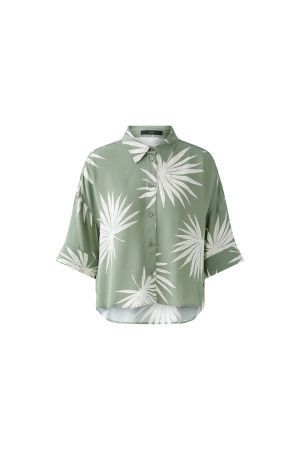 OUI Chemise Palmier 92929, Colour: Green white, Size: 34