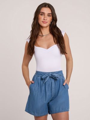 YOGA JEANS High-Waisted Chambray Shorts 2732