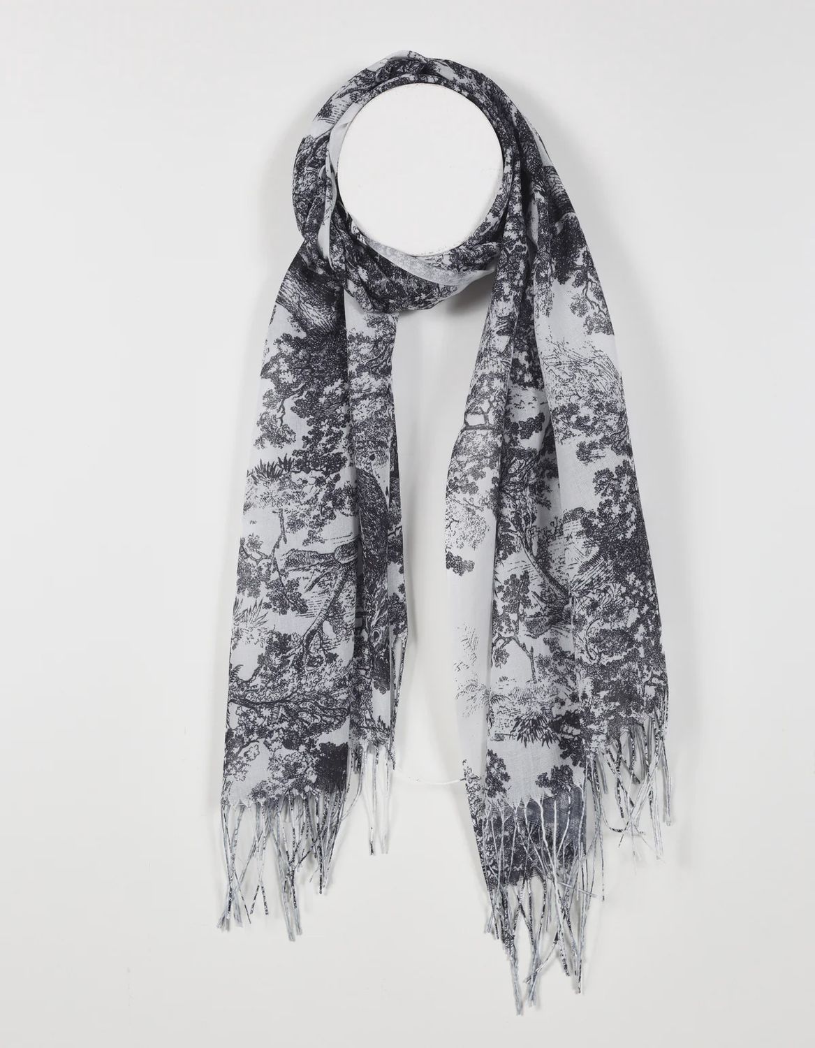 IH Écharpe douce à imprimé Toile de Jouy PC680116907, Colour: Noir
