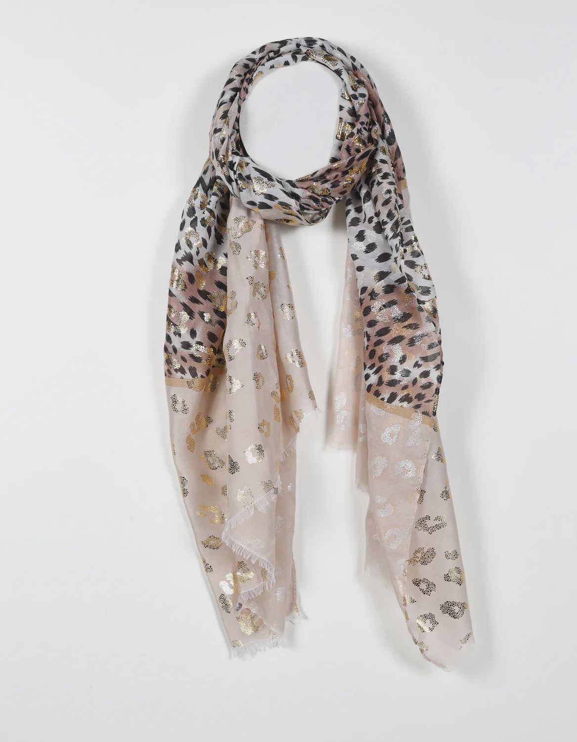IH Écharpe légère à imprimé guépard et accents dorés PC680116924