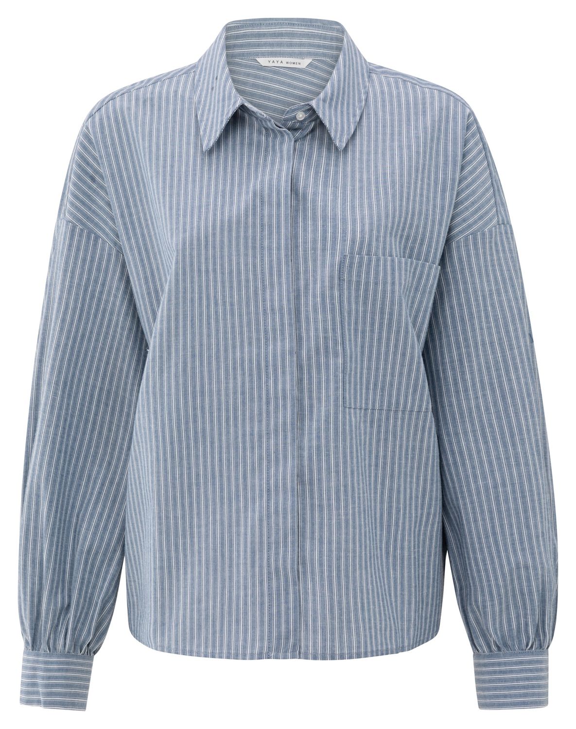 YAYA Striped Blouse with Chest Pocket 01201178_508