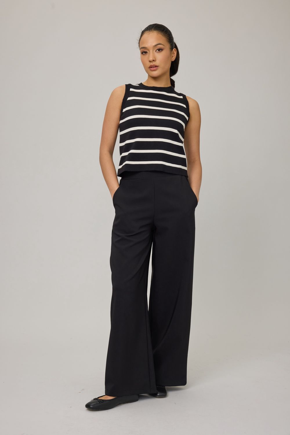 PISTACHE Pantalon large Stretch 124106