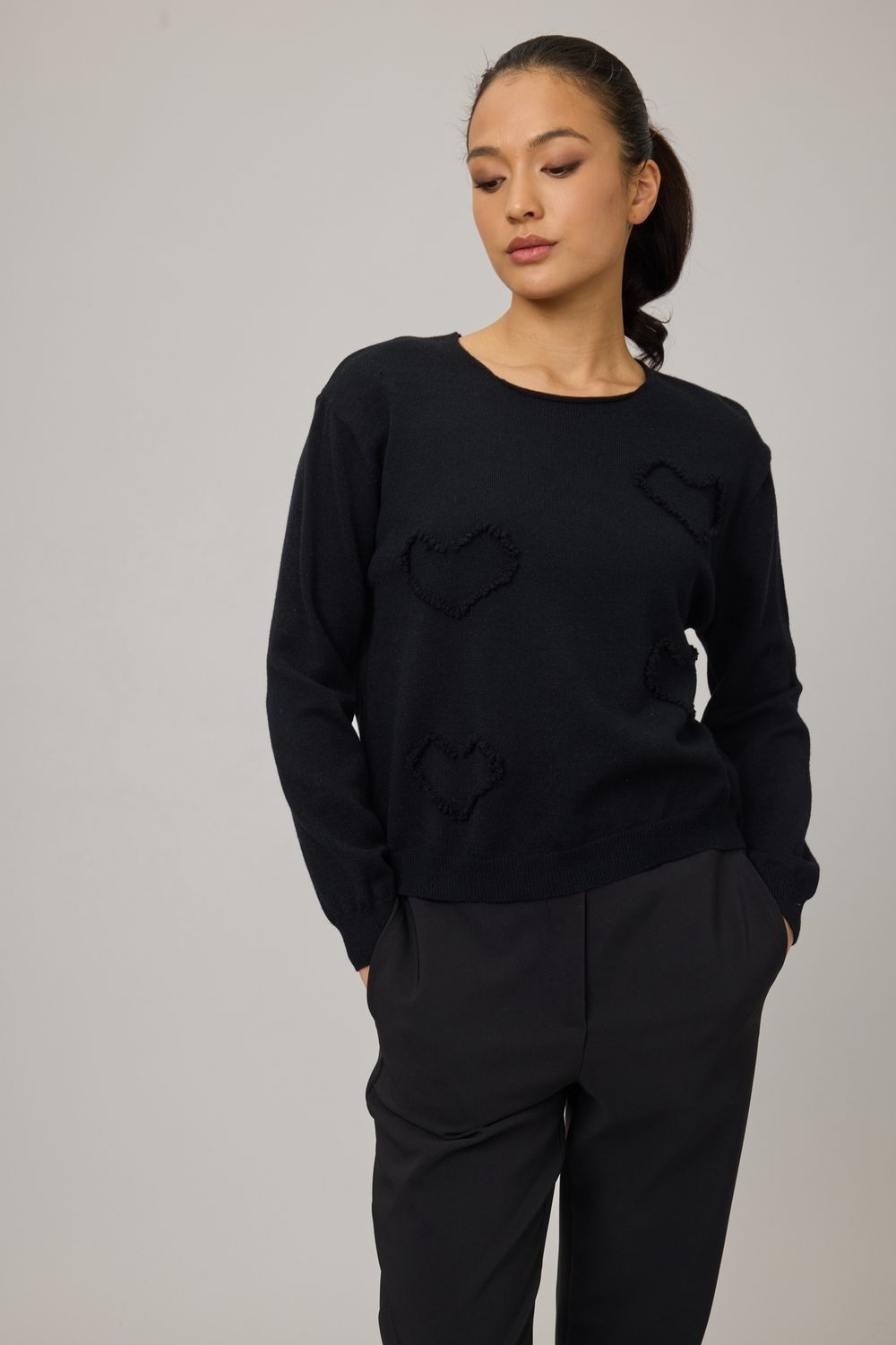 PISTACHE Pull Coeurs frange M-90562