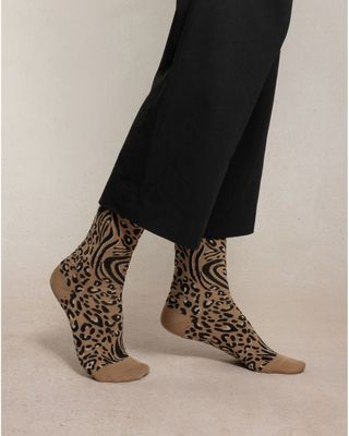 BLEU FORET Fine Wool Socks “Peau de Bête Fauve” (6562)
