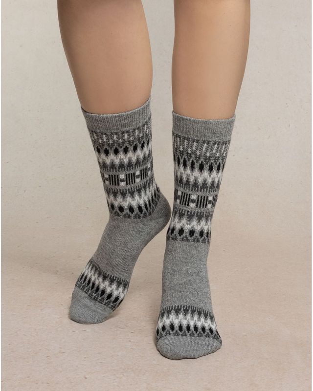 BLEU FORET Norwegian Pattern Wool &amp; Cashmere Socks 6568