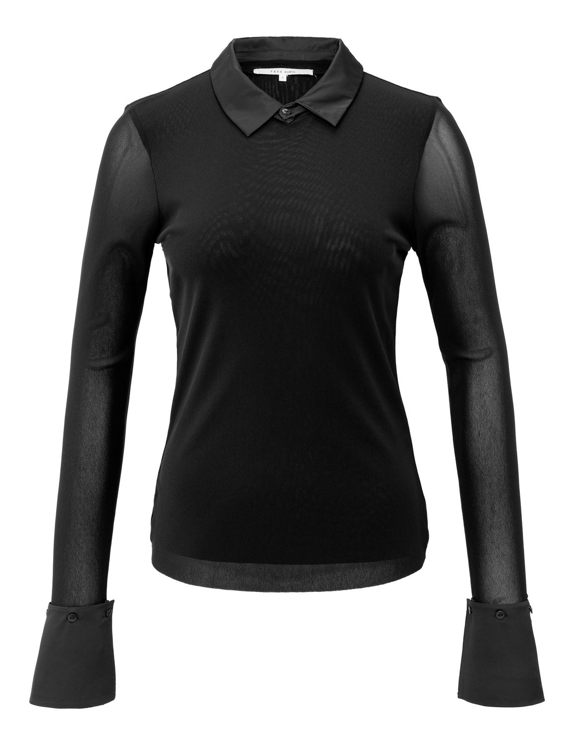 YAYA Mesh Top with Detachable Collar and Cuffs 01709346
