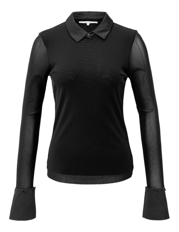 YAYA Mesh Top with Detachable Collar and Cuffs 01709346