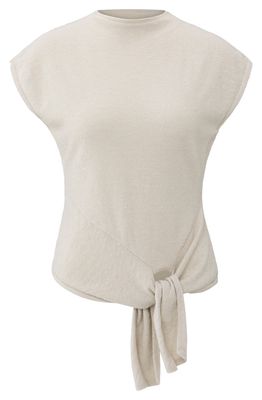 YAYA Sleeveless Sweater Top with Knot and Mini-Sequins 01000534