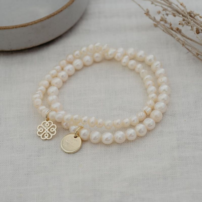 Pearly Stackem Up Bracelet – Gold / White Pearl