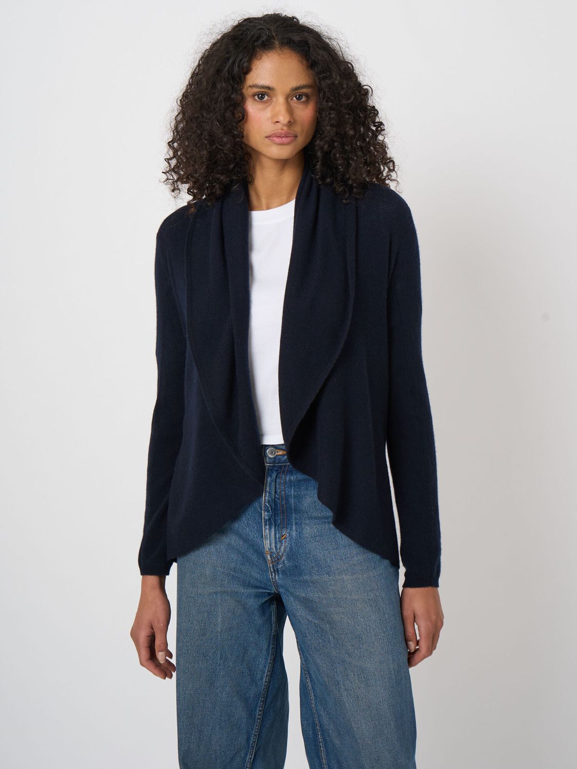 REPEAT Organic Cashmere Draped Cardigan 100525