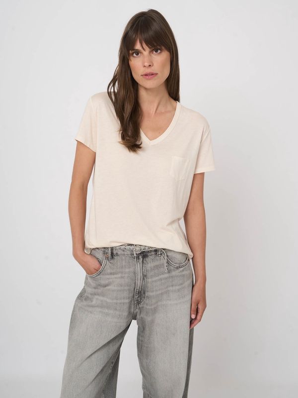 REPEAT T-shirt col V avec poche coton 500021 REPEAT T-shirt col V avec poche coton 500021
