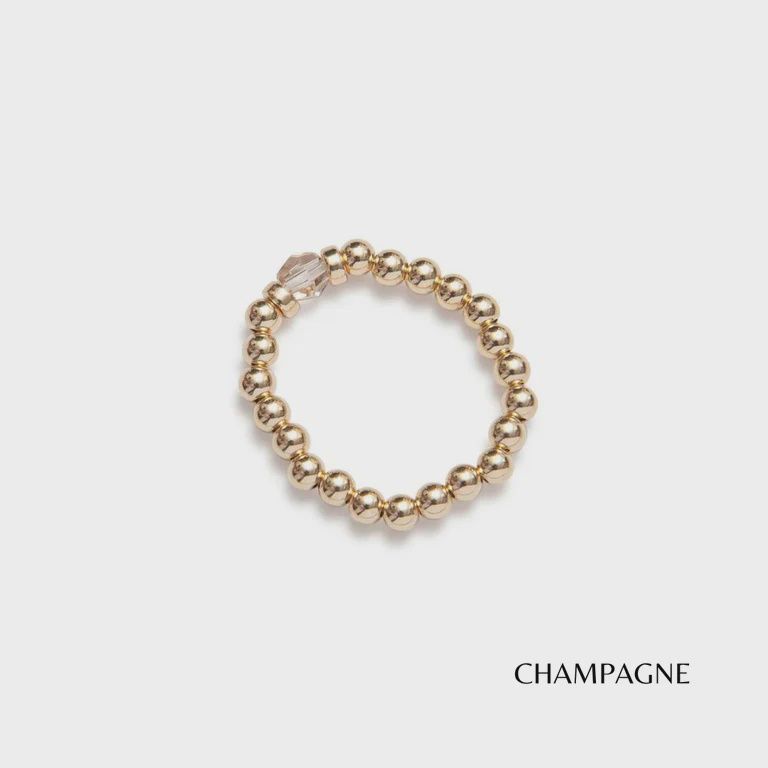 BEBLUE Bague Élastique Classique en Cristal, Colour: BRELAST-GLD-CC