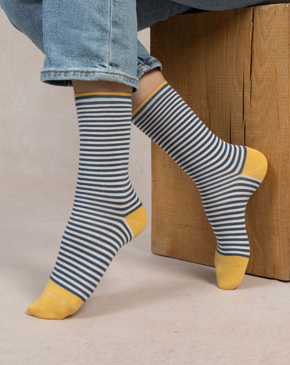 BLEU FORET Striped Cotton Socks 6537