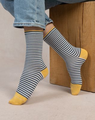 BLEU FORET Striped Cotton Socks 6537