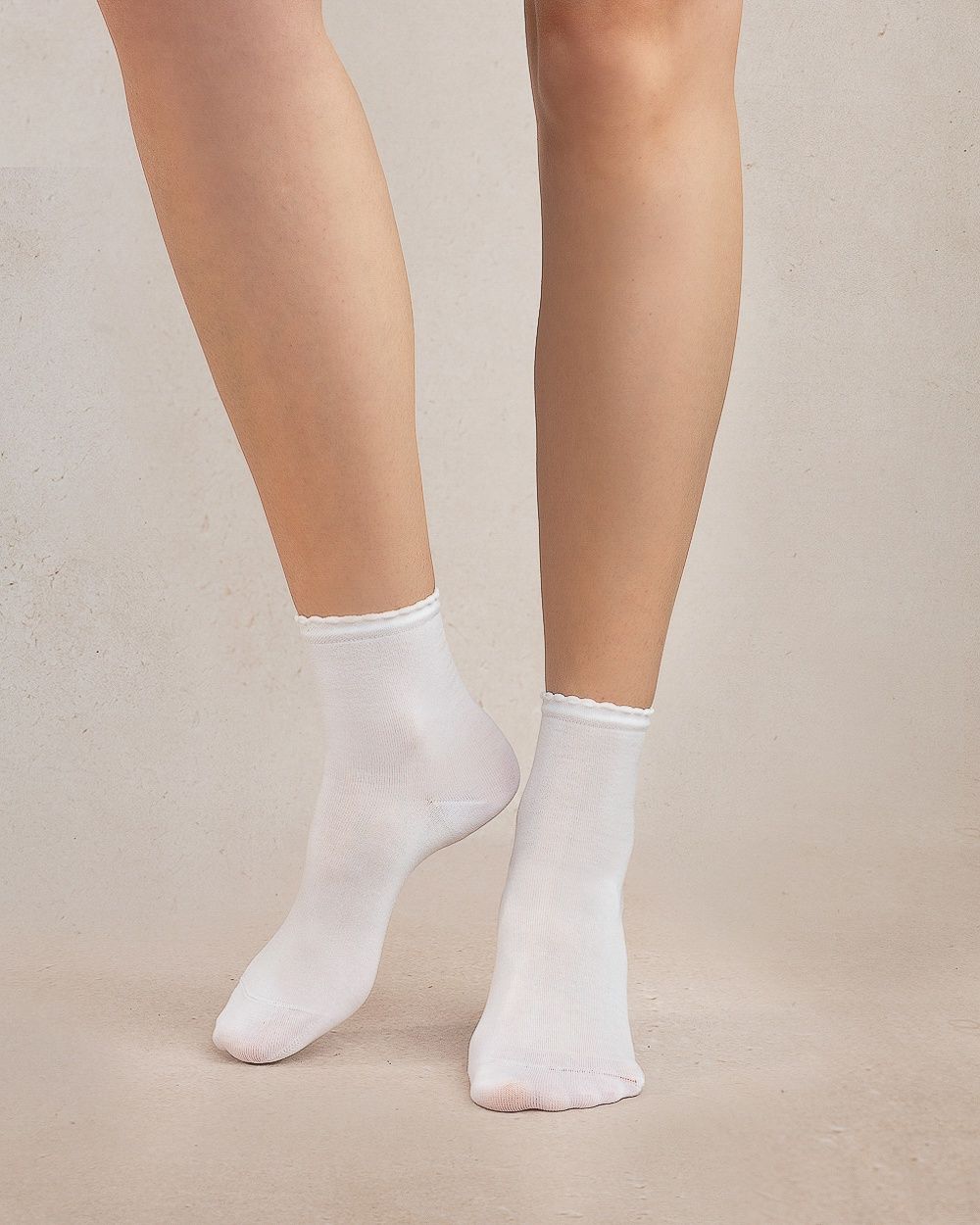 BLEU FORÊT Mercerized Cotton Croquet Edge Ankle Socks 6401