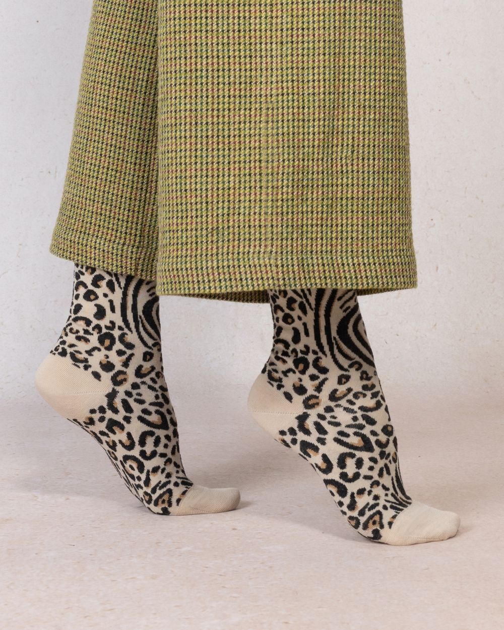 BLEU FORET Fine Wool Socks “Peau de Bête Fauve” (6562)