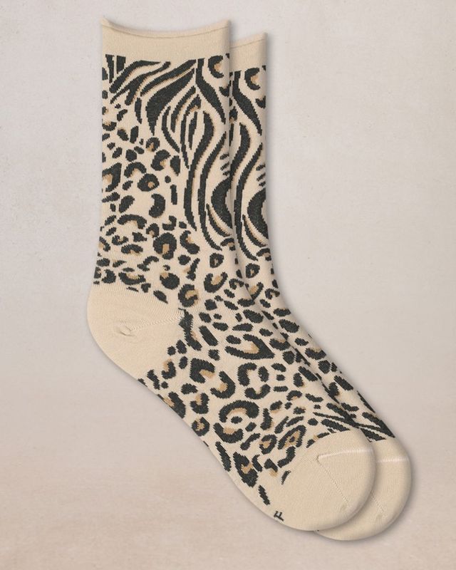 BLEU FORET Fine Wool Socks “Peau de Bête Fauve” (6562)