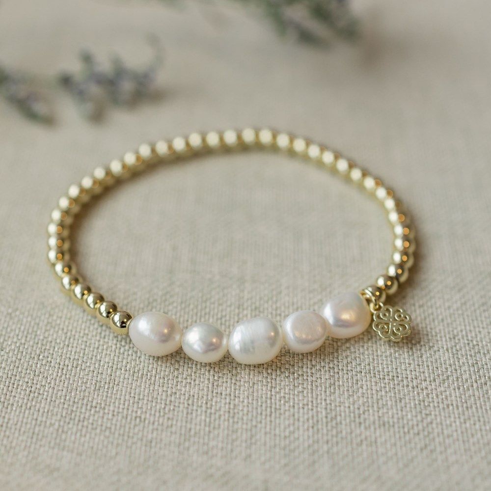 GLEE Jewelry Bracelet Dixie (Perles blanches), Material: Or / Gold