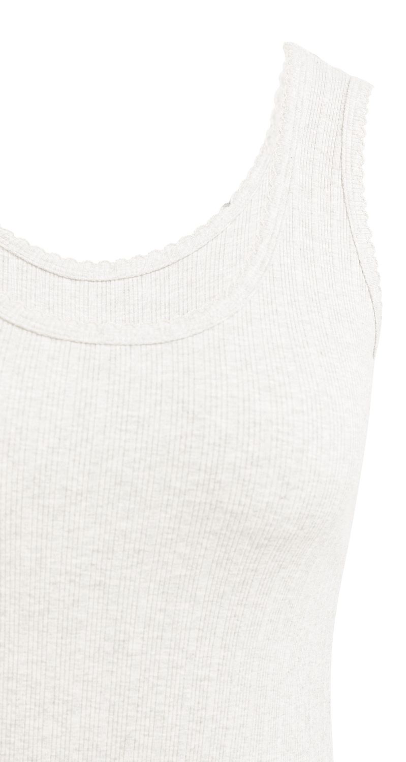 YAYA Ribbed Singlet with Delicate Edge 01-729049, Colour: Off White, Size: XS