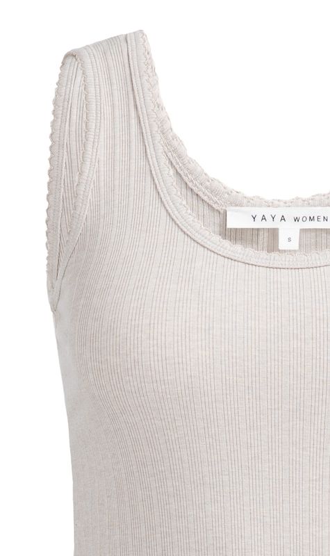 YAYA Ribbed Singlet with Delicate Edge 01-729049